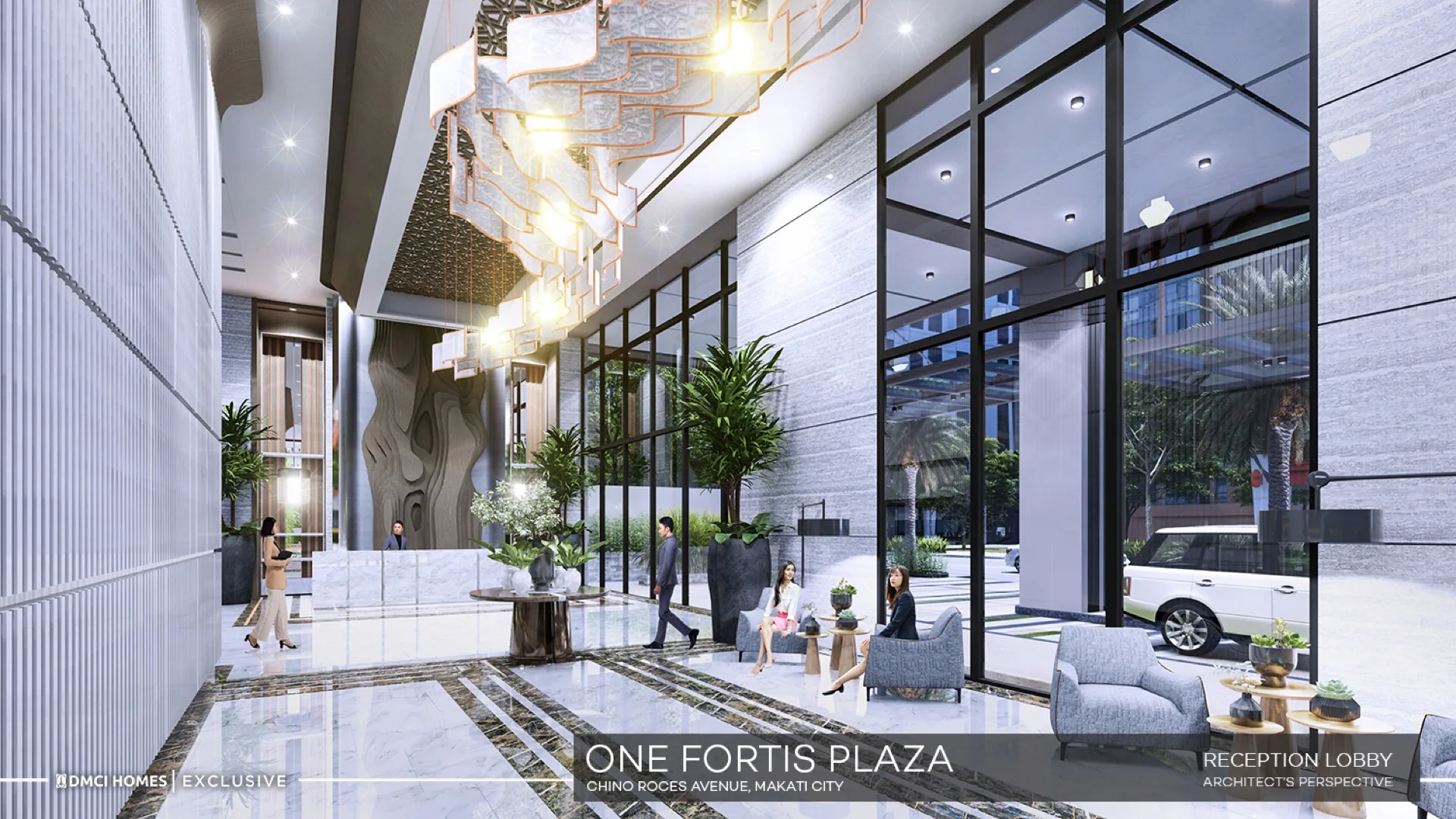 One Fortis Plaza grand lobby — executive arrival experience
