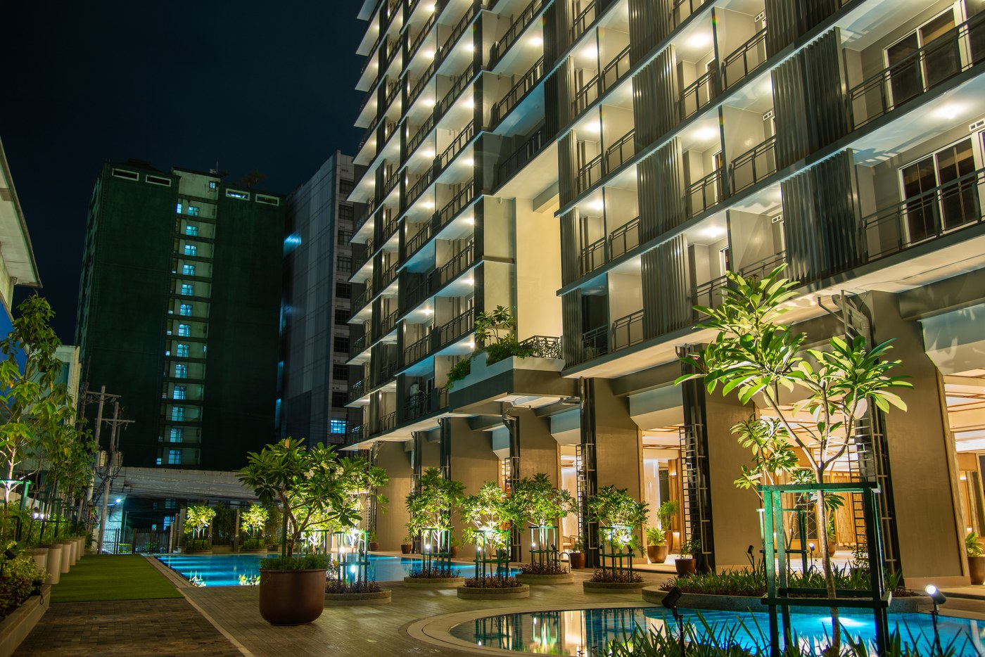 The Oriana amenity deck at night